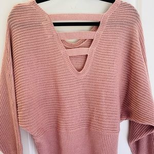 Coral sweater, low back